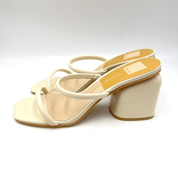Dolce Vita Womens Size 10 Netra Ivory Cream Patent Block Heels Sandals Shoes NEW - Picture 5 of 13